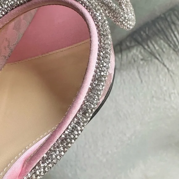 🌺MACH & MACH🌺 Double Bow Floral Lace Mules in Pink Size: 37.5 - Picture 9 of 14